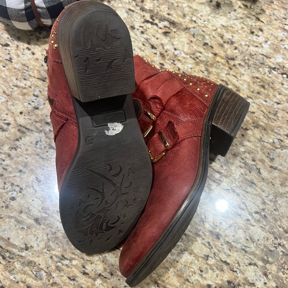 Eric Michael Utah Red Sparta Studded Strappy Leather Ankle Boots 37 - Picture 6 of 8